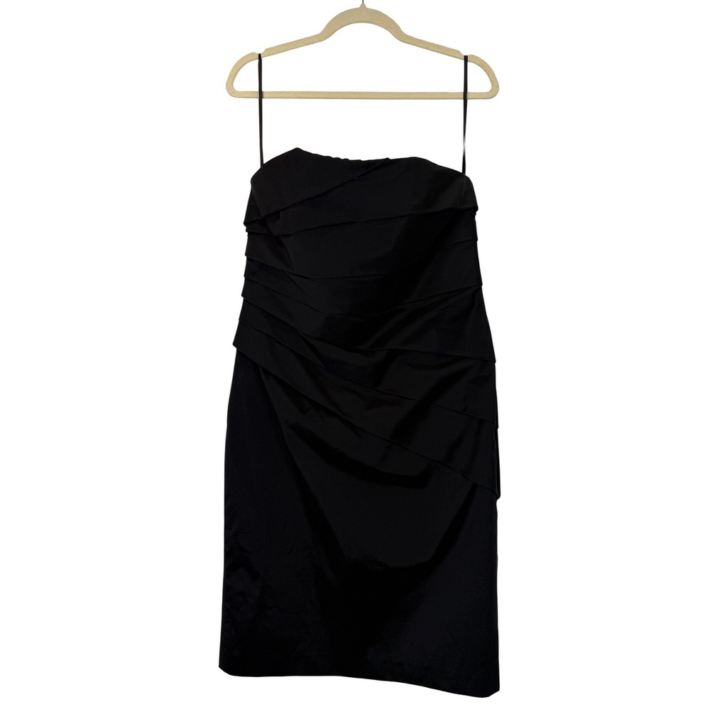 White House Black Market Black Strapless Cocktail Dress‎ Ruched Bodice Sz 10